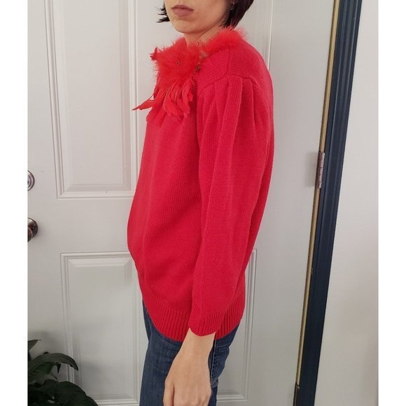 Vintage 90s Feather Collar Sweater - Picture 2 of 3